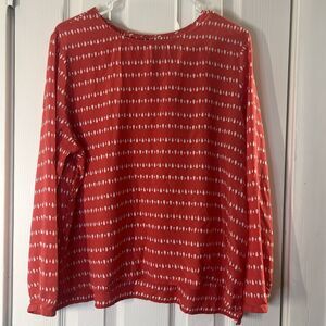 Gap Women’s XL Red Blouse White Drop Print Long Sleeve Lightweight Pullover Top